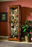 Sliding Door 5 Shelf Curio Cabinet in Golden Oak Brown Brown 20719 Pulaski Furniture