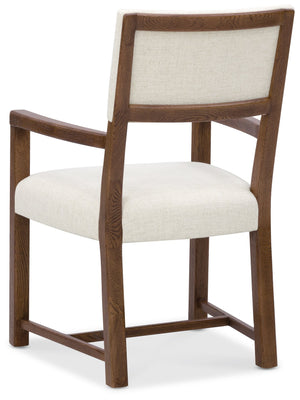 Hooker Furniture Driftwood Oak Arm Chair Worn Saddle Distressed Finish Upholstered Dining Seat 6820-75400-85
