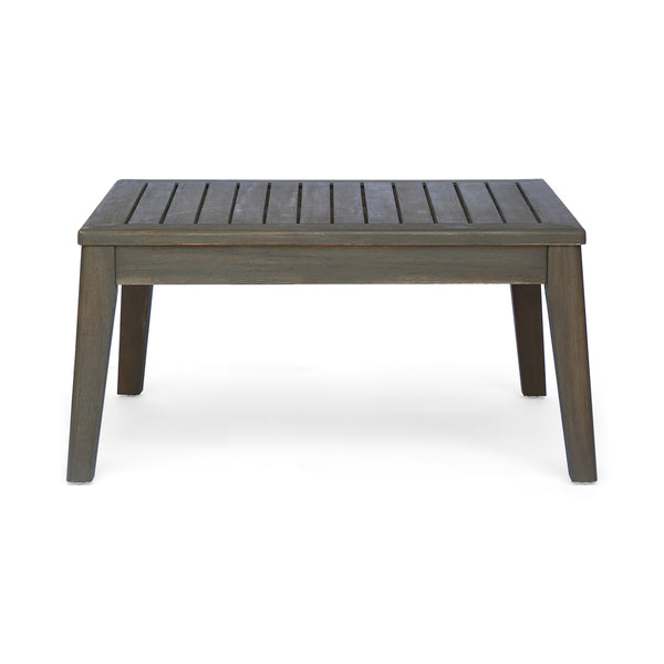 English Elm Christopher Knight Home® - Grenada 5-Seater Outdoor Acacia Wood Sectional Sofa Set With Water-Resistant Cushions, Grey+Dark Grey N773OS00059G