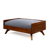 Christopher Knight Home® - Noble House - Doran Mid Century Dark Oak Finished Acacia Wood Dog Bed with Dark Grey Water Resistant Cushion