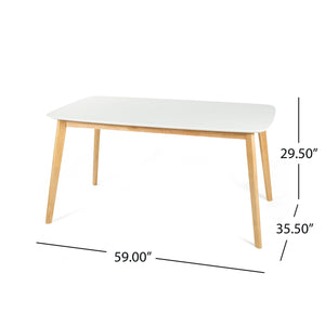 English Elm Christopher Knight Home® - DINING Table White Oak Finish with Durable Rubberwood Legs & Faux Wood Top, 59" x 35.5" Dining Surface 58907.00NATWHT