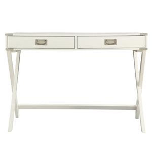 Homelegance By Top-Line Beatrix X-Base Wood Accent Campaign Writing Desk White MDF
