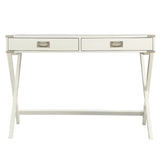 Homelegance By Top-Line Beatrix X-Base Wood Accent Campaign Writing Desk White MDF