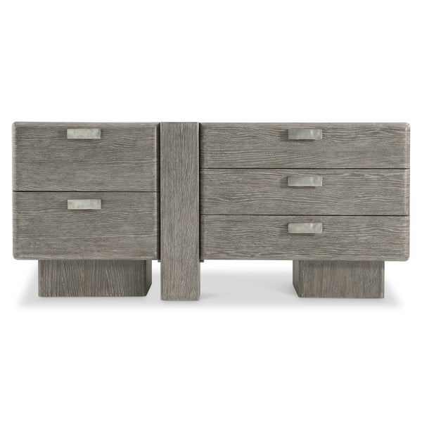 Bernhardt Bernhardt Monolith Dresser — Wire-Brushed Oak Rustic-Modern 5 Soft-Close Drawers, Cast Aluminum Pulls 343052