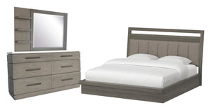 Parker House Pure Modern - Bedroom Queen Platform Bed With Dresser And Mirror Grey Oak Solids ,Oak Veneers Bpur-3pc-1250-dm