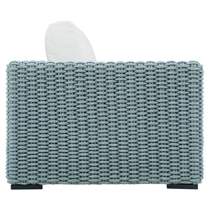 Bernhardt Bernhardt Capri Lounge Chair — Modern Grey Mist Rope, Raven Aluminum Legs, Plush Faux-Down Outdoor Comfort - Made to Order OP1012C