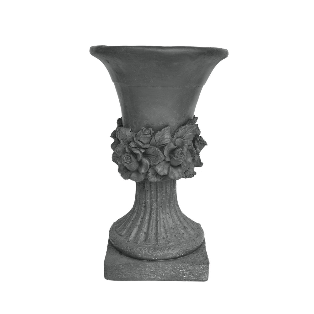 English Elm Mgo Handcrafted Urn Planter Pedestal Style Weather Resistant Patio Garden Accent 63410.00GRY