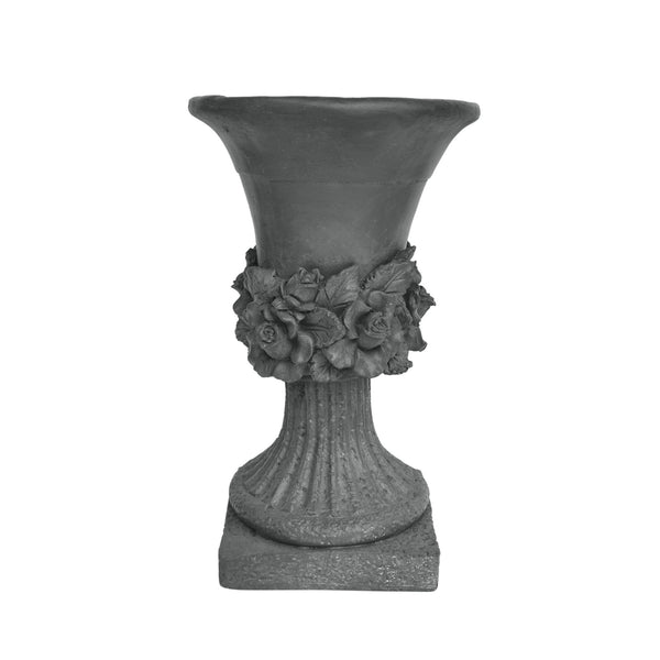 English Elm Mgo Handcrafted Urn Planter Pedestal Style Weather Resistant Patio Garden Accent 63410.00GRY