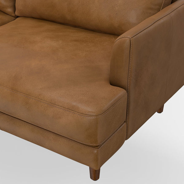 English Elm Livingston 90" Oversized Sofa In Rich Caramel Brown Leather – Mid-Century Modern Comfort & Style B136P159624