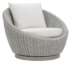 Bernhardt Bernhardt Marled Clay Savaii Outdoor Swivel Chair — Papasan-Inspired Rope Frame, Plush Cushioning - Made to Order O1402SB
