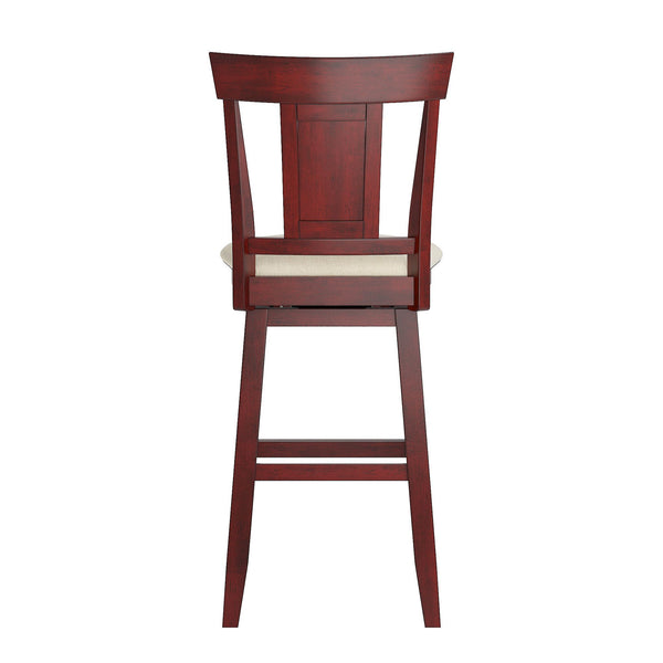 Homelegance By Top-Line Juliette Panel Back Wood Swivel Bar Stool Red Rubberwood