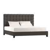 Homelegance By Top-Line Matson Button Tufted Linen Upholstered Bed Dark Grey Linen