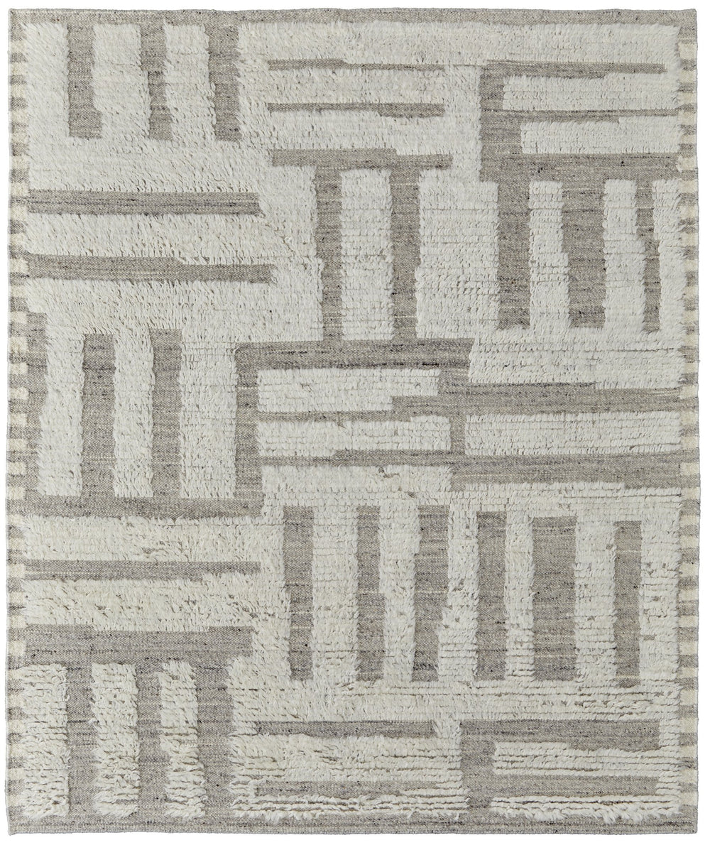 Feizy Rugs Ashby Hand-woven Wool Geometric Rug – Timeless Transitional Style In Subtle Neutrals For Any Room Gray,Ivory Wool Ash8909fivygryc50