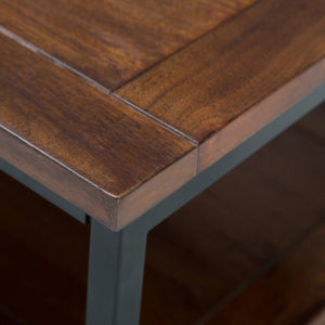 English Elm Skyler Coffee Table - Handcrafted Dark Cognac Brown With Metal Accents & Spacious Storage Solutions B136P158237-GIGA