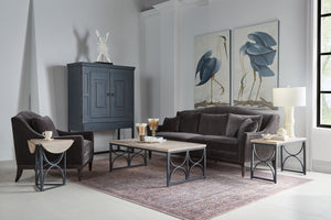 A.R.T. Furniture Magritte Sofa - Luxurious Charcoal Velvet With Traditional Camel Back Design & Aged Brass Accents Grey Rubberwood Solids,Foam,Fabric,Metal 528501-1730aa