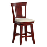Homelegance By Top-Line Juliette Panel Back Counter Height Wood Swivel Chair Red Rubberwood