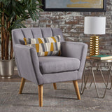 Christopher Knight Home® - Noble House - Merel Mid Century Modern Light Grey Fabric Club Chair