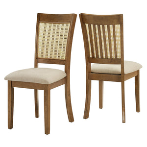 Homelegance By Top-Line Delroy Cane Accent Slat Back Dining Chairs (Set of 2) Oak Rubberwood