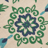 Christopher Knight Home® - Noble House - Gladis Outdoor 5'3" X 7' Medallion Area Rug, Ivory and Blue