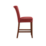 Homelegance By Top-Line Harmonn Classic Upholstered High Back Counter Height Chairs (Set of 2) Red Rubberwood