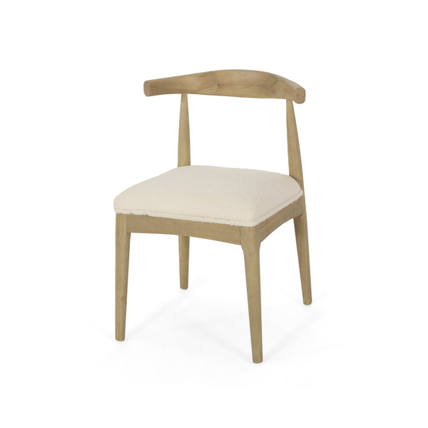 English Elm Dining Chair Set of Two Rubberwood Upholstered Seats Mid-century Modern Open Back Style Ivory 74526.00IVR