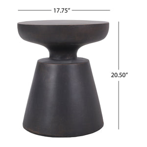 English Elm Outdoor Lightweight Concrete Pedestal Side Table with Warm Copper Sculptural Finish 73454.00
