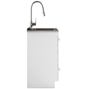 English Elm Lawrence 28" Laundry Cabinet With Stainless Steel Sink & Faucet - Stylish Storage For Utility Spaces B136P158803