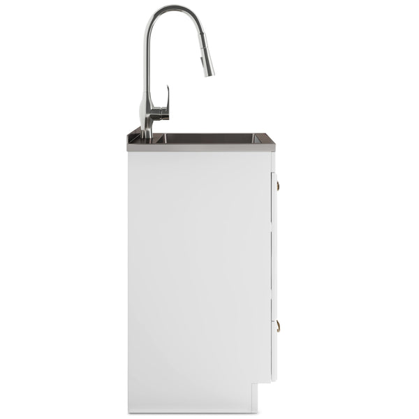 English Elm Lawrence 28" Laundry Cabinet With Stainless Steel Sink & Faucet - Stylish Storage For Utility Spaces B136P158803