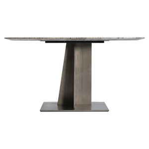Bernhardt Bernhardt Equis Dining Table With Honed Silver Travertine Top & Graphite Steel Sculptural Base K1900