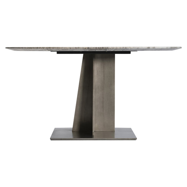 Bernhardt Bernhardt Equis Dining Table With Honed Silver Travertine Top & Graphite Steel Sculptural Base K1900