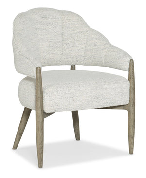 Hooker Furniture Linville Sculptural Bynum Bluff Accent Chair In Merino Cotton, Channeled Scallop Back & Mink Frame 6150-52001-85