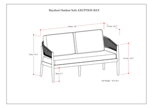 English Elm Bayshore Outdoor Sofa Natural – Handcrafted Acacia & Rust‑Resistant Aluminum, Weather‑Resistant Fabric B136P159390