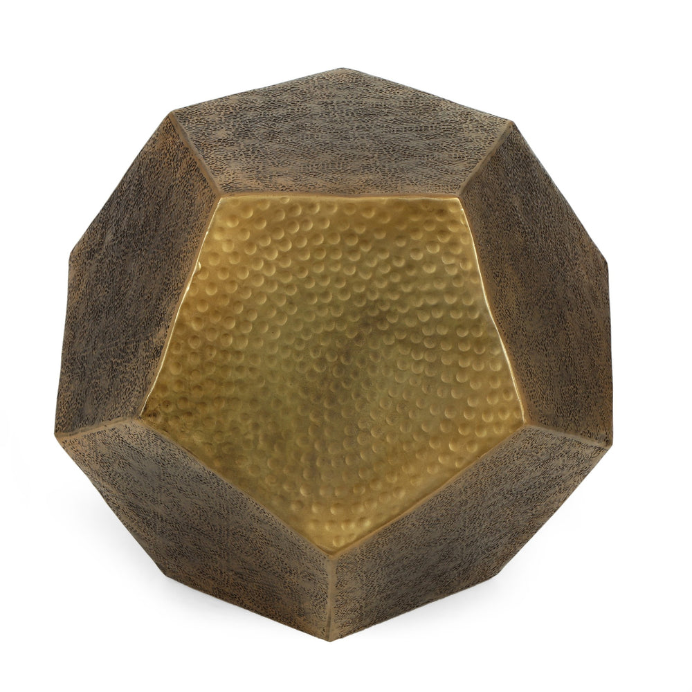 English Elm Hexagonal Handcrafted Aluminum Side Table Sculptural Glam Accent for Modern Living 71297.00