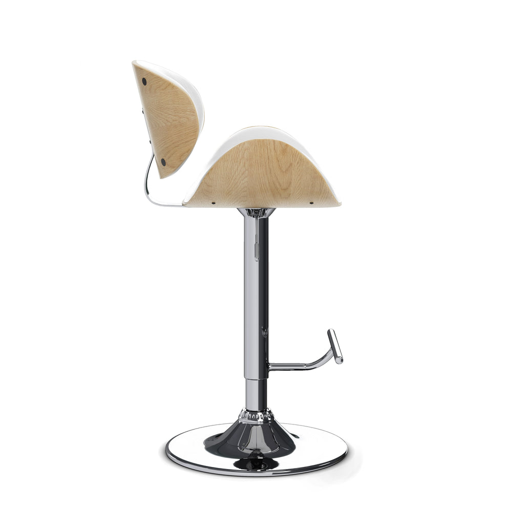 English Elm Marana Adjustable Swivel Bar Stool - Mid-Century Modern Design In White Faux Leather & Chrome Base B136P158935