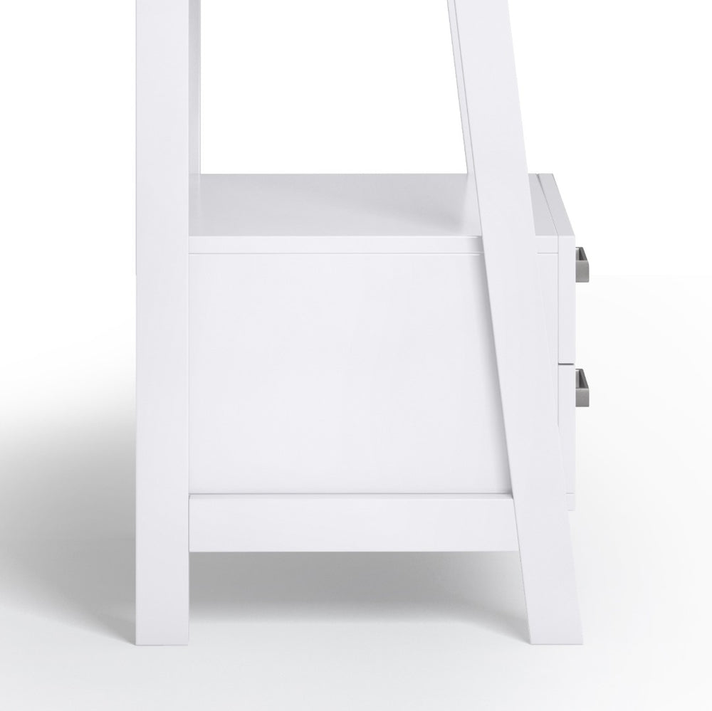English Elm Sawhorse Vintage White Ladder Shelf With Storage - Stylish Solid Wood Organizer For Any Room B136P159580-GIGA