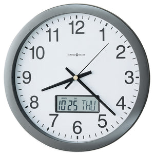 Hekman Furniture 625195 Chronicle Wall Clock - Modern Metallic Gray Design With Lcd Calendar & Quartz Movement For Home  Chronicle Wall Clock 625195