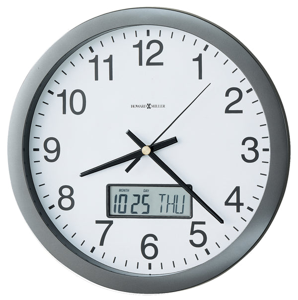 Hekman Furniture 625195 Chronicle Wall Clock - Modern Metallic Gray Design With Lcd Calendar & Quartz Movement For Home  Chronicle Wall Clock 625195
