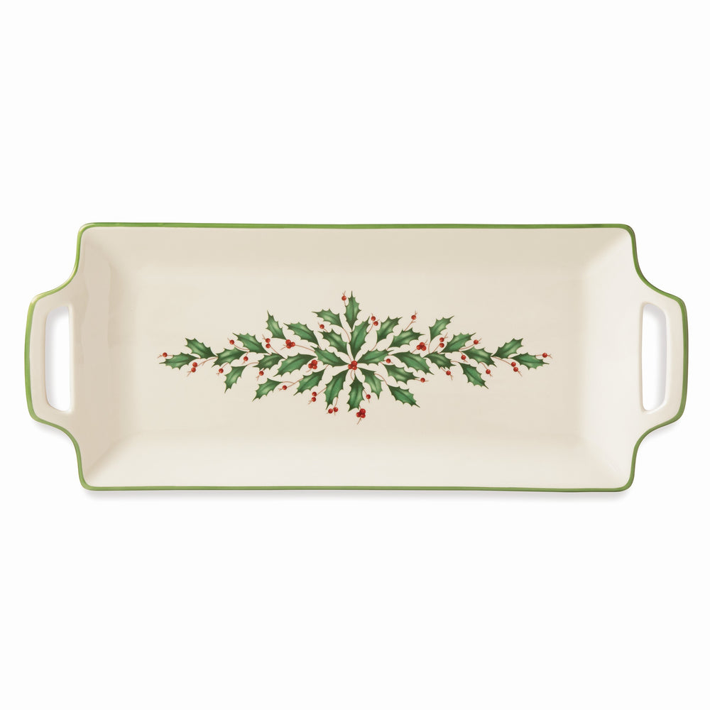 Lenox Holiday Hors D'oeuvre Tray Red & Green, IVORY PORCELAIN 879348