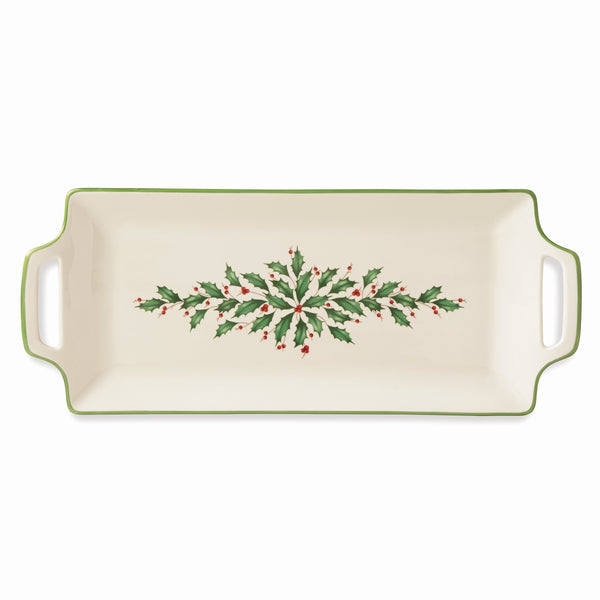 Lenox Holiday Hors D'oeuvre Tray Red & Green, IVORY PORCELAIN 879348