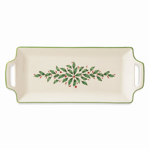 Lenox Holiday Hors D'oeuvre Tray Red & Green, IVORY PORCELAIN 879348