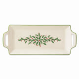 Holiday Hors D'oeuvre Tray - Lenox Porcelain with Holly Berry Design, Dishwasher Safe