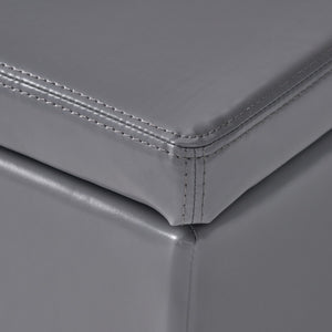 English Elm Glouster Bench Style Pu Leather Storage Ottoman with Soft Close Lid for Bedroom Grey 57742.00GRY