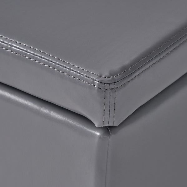 English Elm Glouster Bench Style Pu Leather Storage Ottoman with Soft Close Lid for Bedroom Grey 57742.00GRY