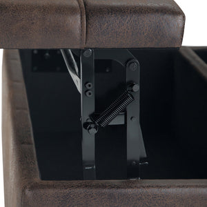 English Elm Harrison Coffee Table Storage Ottoman - Distressed Brown Vegan Leather, Multi-Functional & Stylish B136P159142