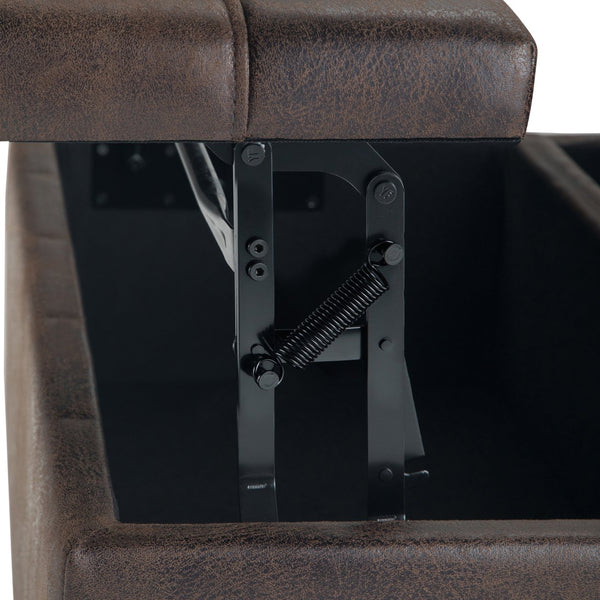 English Elm Harrison Coffee Table Storage Ottoman - Distressed Brown Vegan Leather, Multi-Functional & Stylish B136P159142