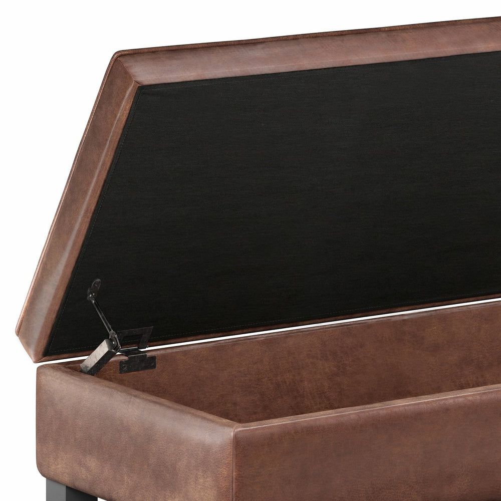 English Elm Cosmopolitan - Versatile Storage Ottoman Bench In Distressed Brown Faux Leather For Any Room Decor B136P158562