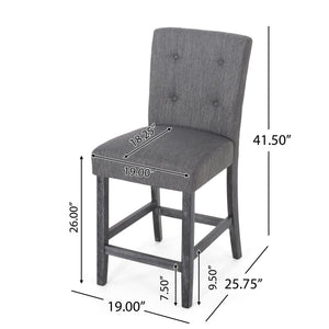 English Elm Christopher Knight Home® - Contemporary Button-Tufted Fabric Counter Stools Set of 2 with Espresso Legs, Waffle Stitch Comfort Charcoal 71254.00CHAR