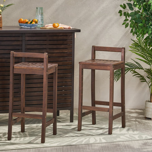 English Elm Christopher Knight Home® - RIVIERA KD Wood Barstool – Solid Acacia Brown Stool, 36.75" Seat Height, Durable Rustic Counter Seating 55135.00MAH