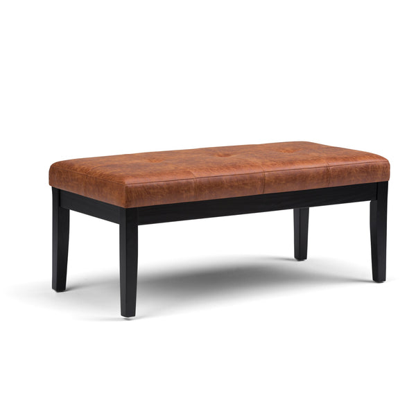 English Elm Lacey Tufted Ottoman Bench In Distressed Saddle Brown - Stylish Storage Solution For Any Room B136P159209