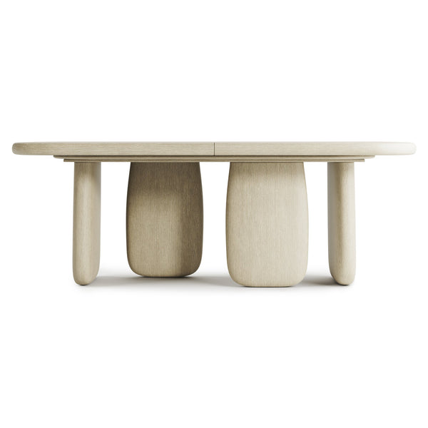 Bernhardt Bernhardt Arcadia Oval Wood Dining Table With 24" Removable Leaf, Clay Finish, Sculptural Legs K2030